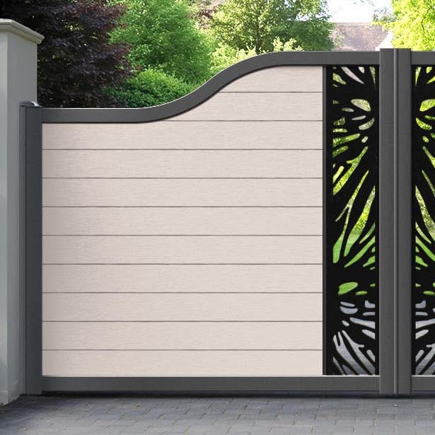 Fusion Poppy Curved Top Driveway Gate - Mid Stone - Middle Screen