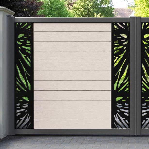 Fusion Poppy Straight Top Driveway Gate - Mid Stone - Middle & End Screen