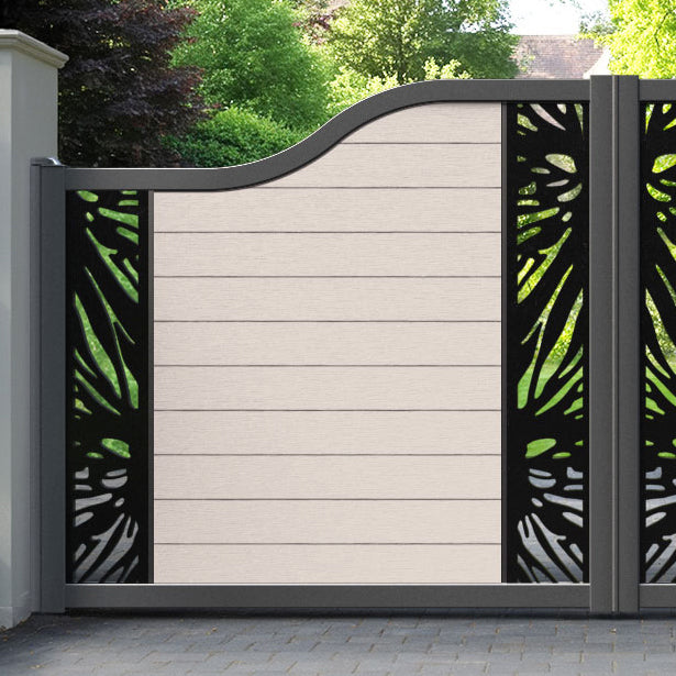 Fusion Poppy Curved Top Driveway Gate - Mid Stone - Middle & End Screen