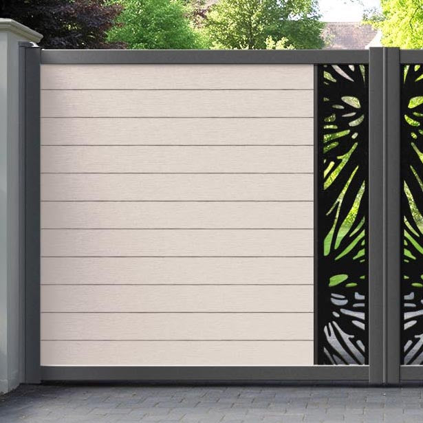 Fusion Poppy Straight Top Driveway Gate - Mid Stone - Middle Screen