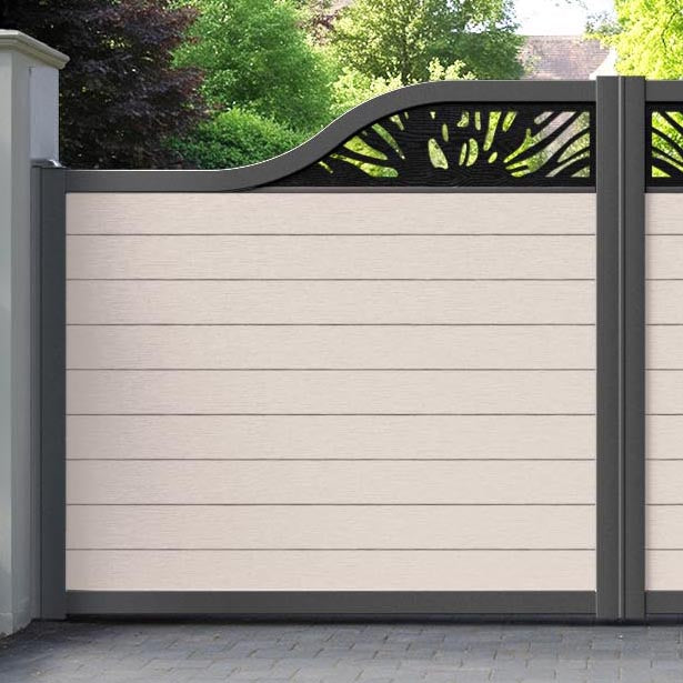Fusion Poppy Curved Top Driveway Gate - Mid Stone - Top Screen