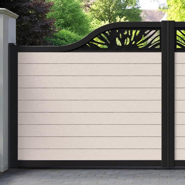 Fusion Poppy Curved Top Driveway Gate - Mid Stone - Top Screen