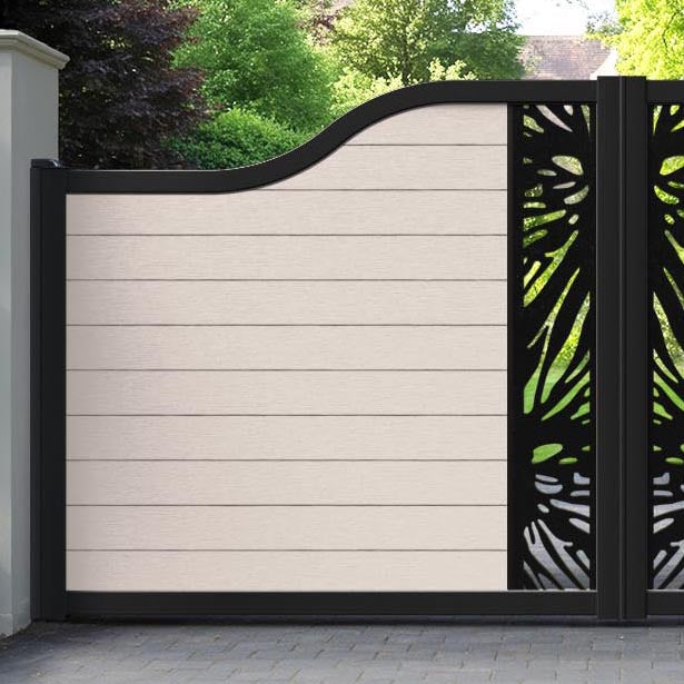 Fusion Poppy Curved Top Driveway Gate - Mid Stone - Middle Screen
