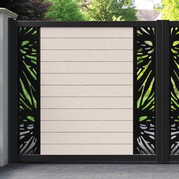 Fusion Poppy Straight Top Driveway Gate - Mid Stone - Middle & End Screen