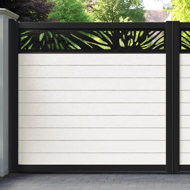 Fusion Poppy Straight Top Driveway Gate - Light Stone - Top Screen