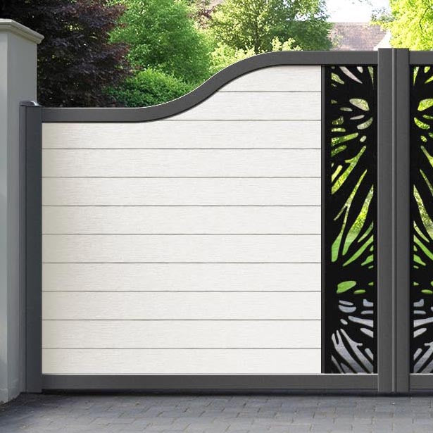 Fusion Poppy Curved Top Driveway Gate - Light Stone - Middle Screen