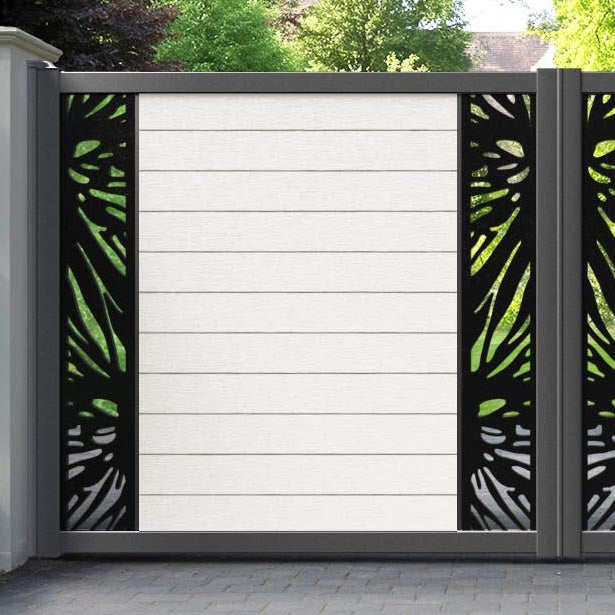 Fusion Poppy Straight Top Driveway Gate - Light Stone - Middle & End Screen