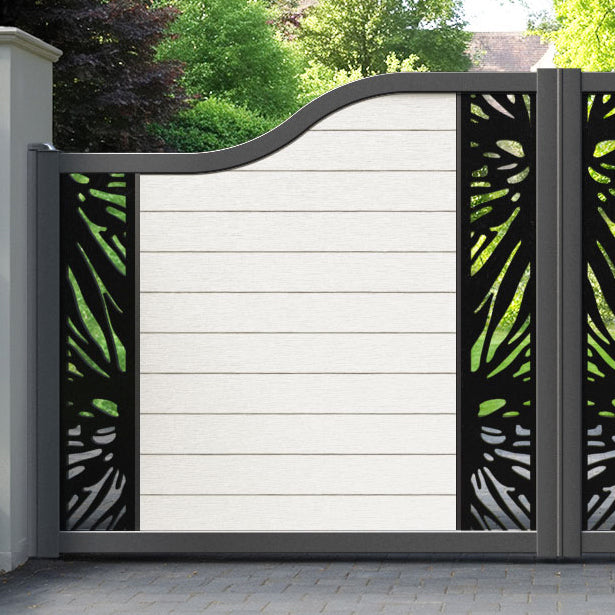 Fusion Poppy Curved Top Driveway Gate - Light Stone - Middle & End Screen