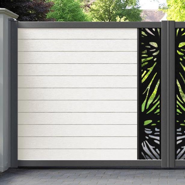 Fusion Poppy Straight Top Driveway Gate - Light Stone - Middle Screen