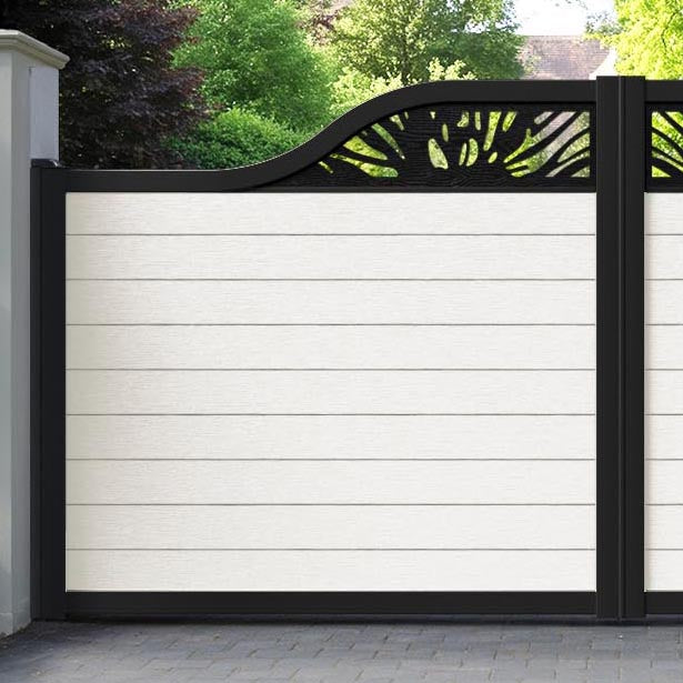 Fusion Poppy Curved Top Driveway Gate - Light Stone - Top Screen
