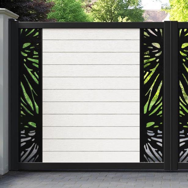 Fusion Poppy Straight Top Driveway Gate - Light Stone - Middle & End Screen