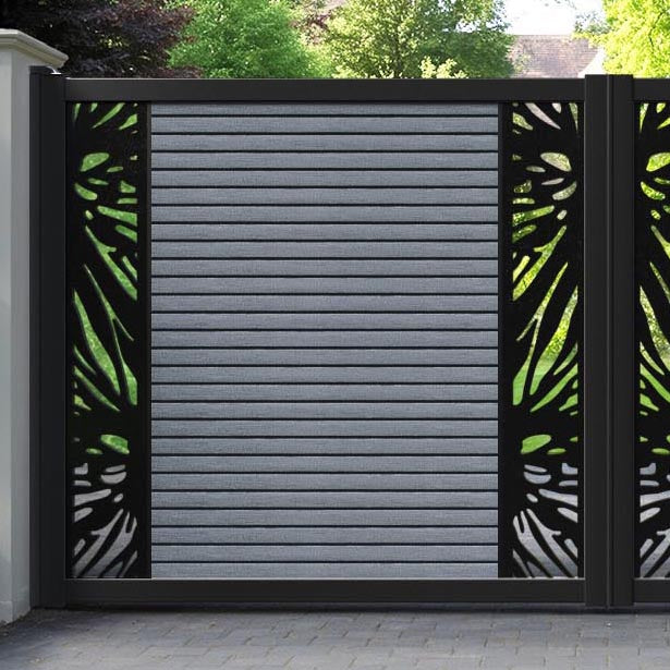 Hudson Poppy Straight Top Driveway Gate - Anthracite - Middle & End Screen