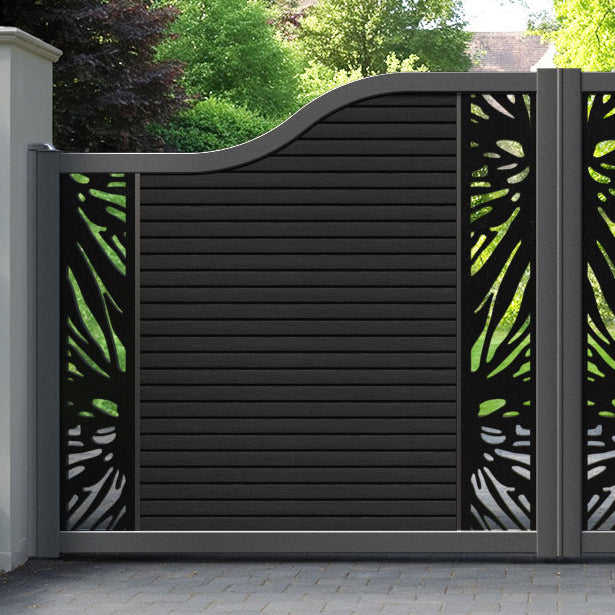 Hudson Poppy Curved Top Driveway Gate - Black - Middle & End Screen