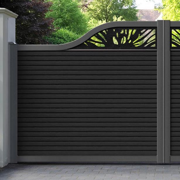 Hudson Poppy Curved Top Driveway Gate - Black - Top Screen