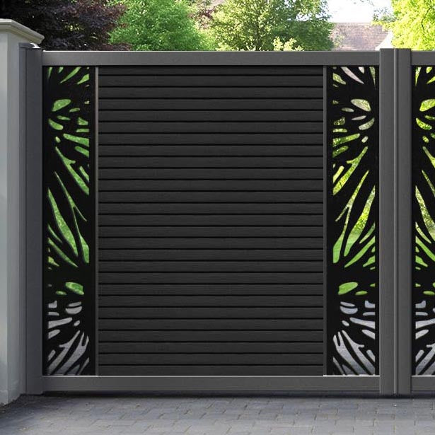 Hudson Poppy Straight Top Driveway Gate - Black - Middle & End Screen