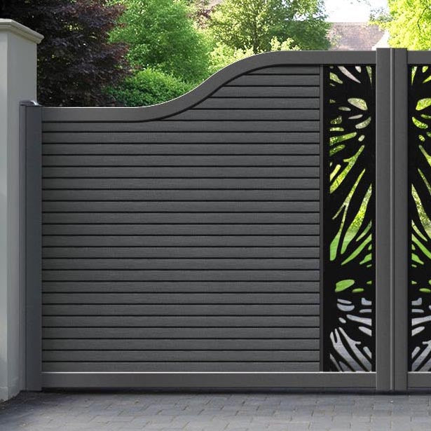 Hudson Poppy Curved Top Driveway Gate - Dark Grey - Middle Screen