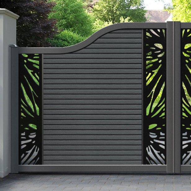 Hudson Poppy Curved Top Driveway Gate - Dark Grey - Middle & End Screen