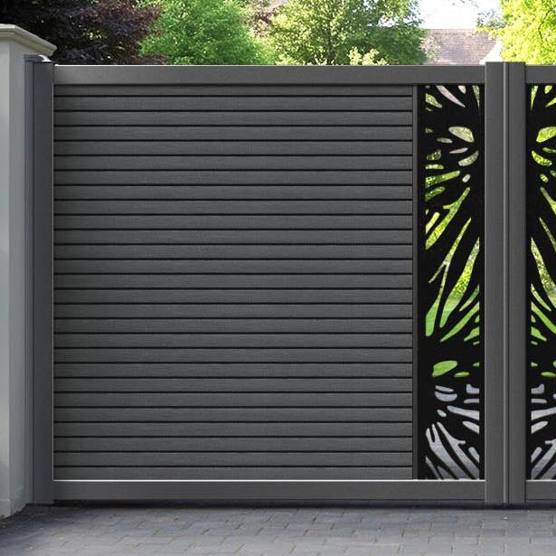 Hudson Poppy Straight Top Driveway Gate - Dark Grey - Middle Screen