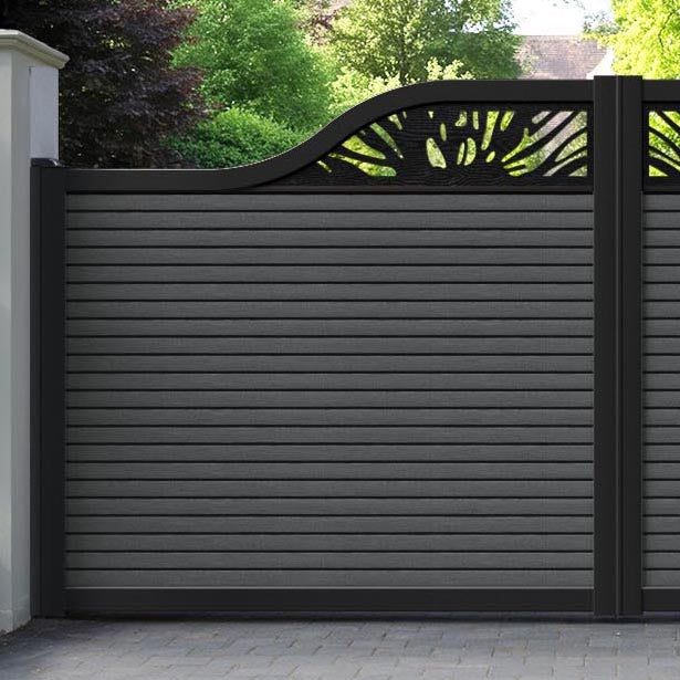 Hudson Poppy Curved Top Driveway Gate - Dark Grey - Top Screen