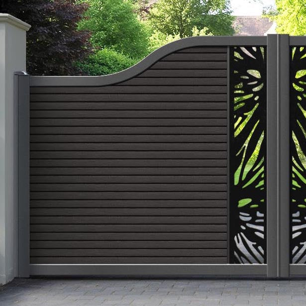 Hudson Poppy Curved Top Driveway Gate - Dark Oak - Middle Screen