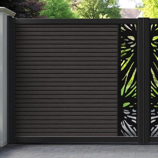 Hudson Poppy Straight Top Driveway Gate - Dark Oak - Middle Screen