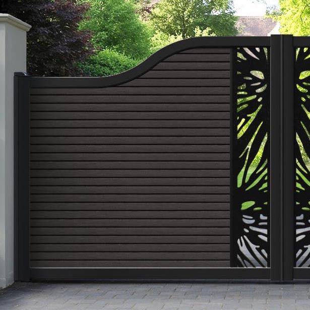 Hudson Poppy Curved Top Driveway Gate - Dark Oak - Middle Screen