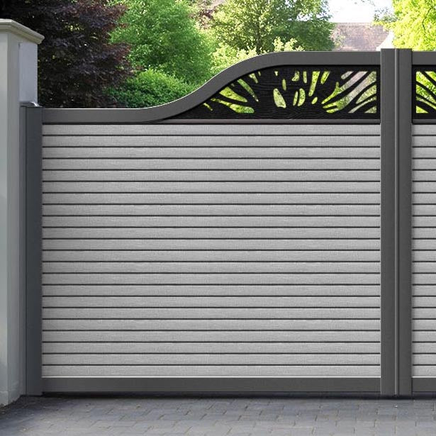 Hudson Poppy Curved Top Driveway Gate - Light Grey - Top Screen