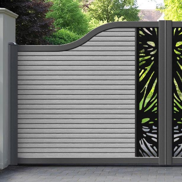 Hudson Poppy Curved Top Driveway Gate - Light Grey - Middle Screen