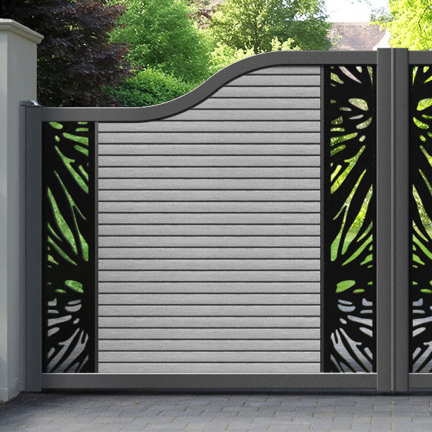 Hudson Poppy Curved Top Driveway Gate - Light Grey - Middle & End Screen