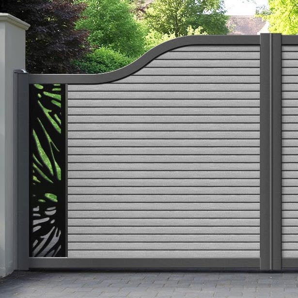 Hudson Poppy Curved Top Driveway Gate - Light Grey - End Screen