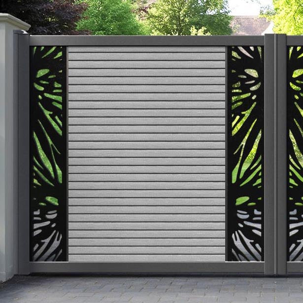 Hudson Poppy Straight Top Driveway Gate - Light Grey - Middle & End Screen