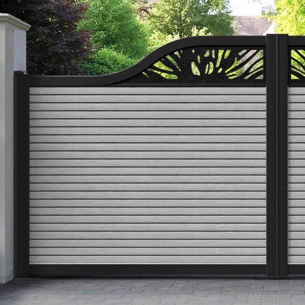 Hudson Poppy Curved Top Driveway Gate - Light Grey - Top Screen