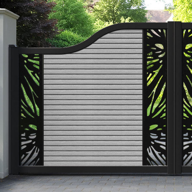 Hudson Poppy Curved Top Driveway Gate - Light Grey - Middle & End Screen