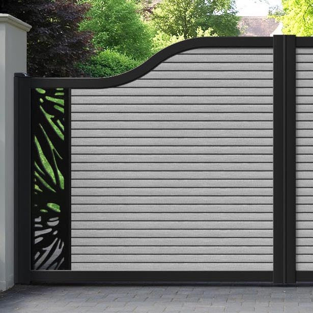 Hudson Poppy Curved Top Driveway Gate - Light Grey - End Screen