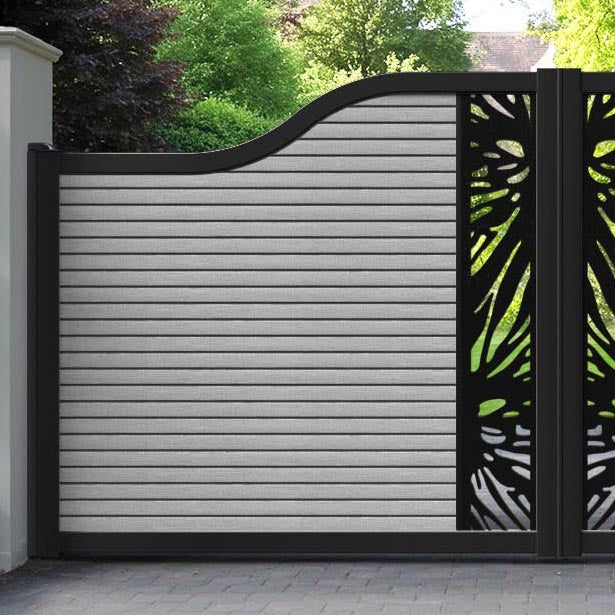 Hudson Poppy Curved Top Driveway Gate - Light Grey - Middle Screen