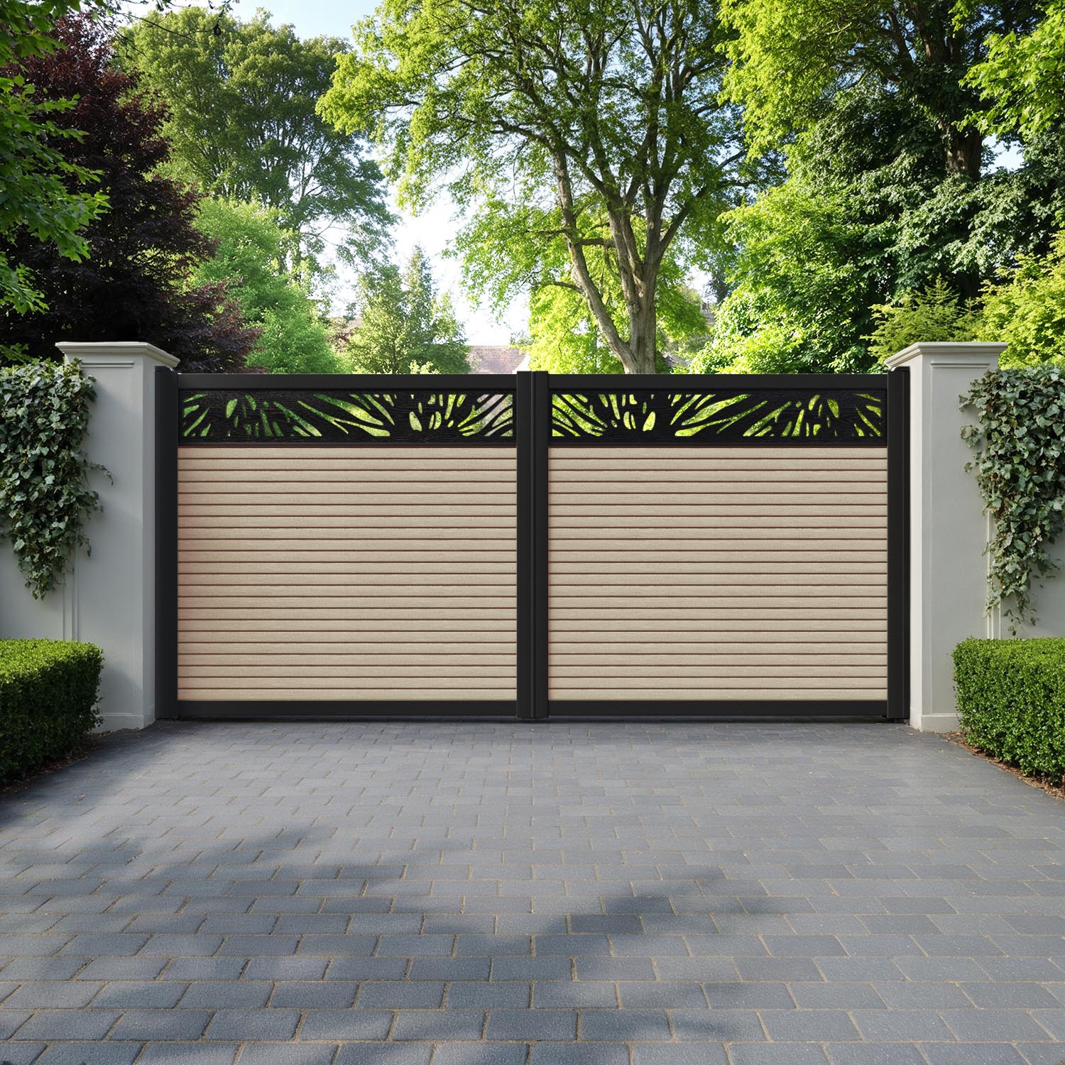 Hudson Poppy Straight Top Driveway Gate - Light Oak - Top Screen