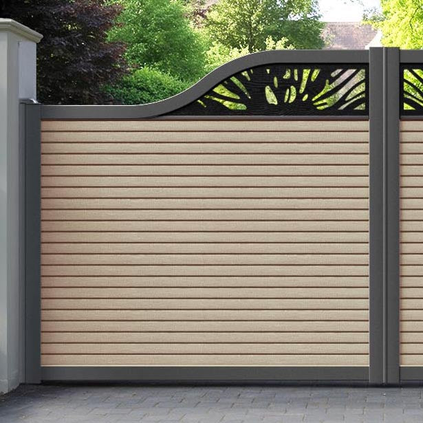 Hudson Poppy Curved Top Driveway Gate - Light Oak - Top Screen