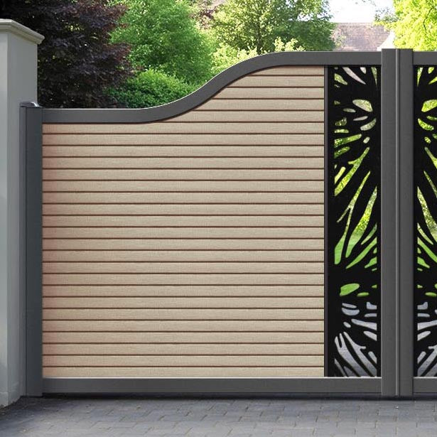 Hudson Poppy Curved Top Driveway Gate - Light Oak - Middle Screen