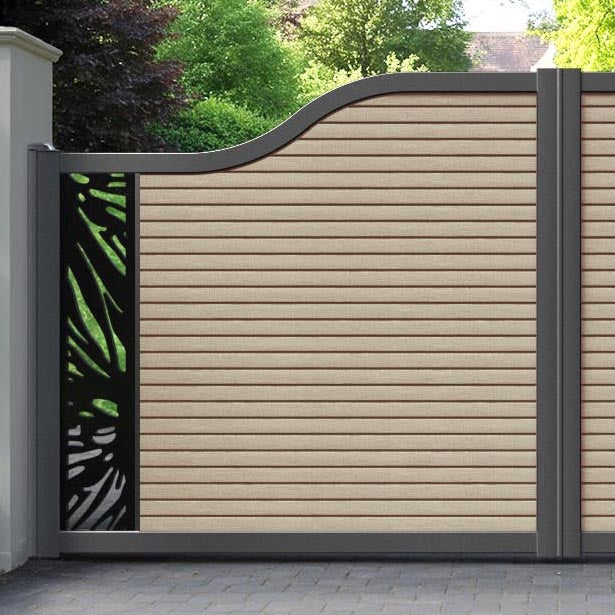 Hudson Poppy Curved Top Driveway Gate - Light Oak - End Screen