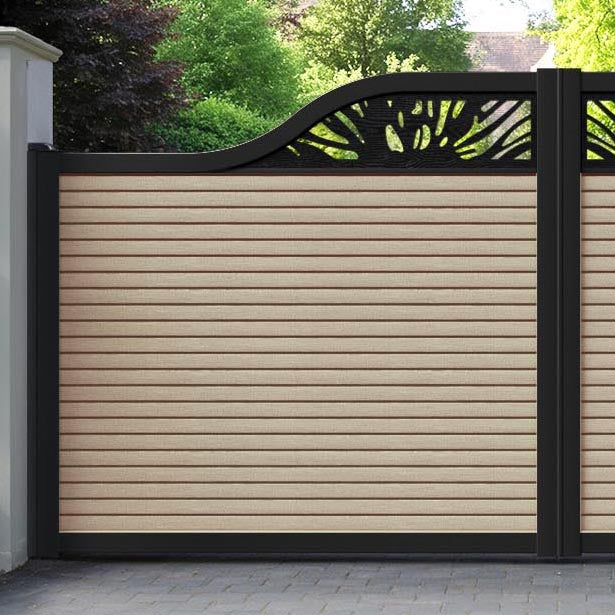 Hudson Poppy Curved Top Driveway Gate - Light Oak - Top Screen