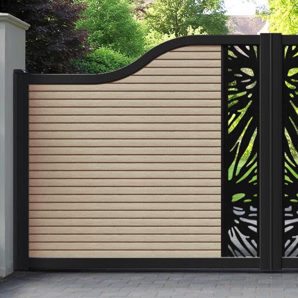 Hudson Poppy Curved Top Driveway Gate - Light Oak - Middle Screen