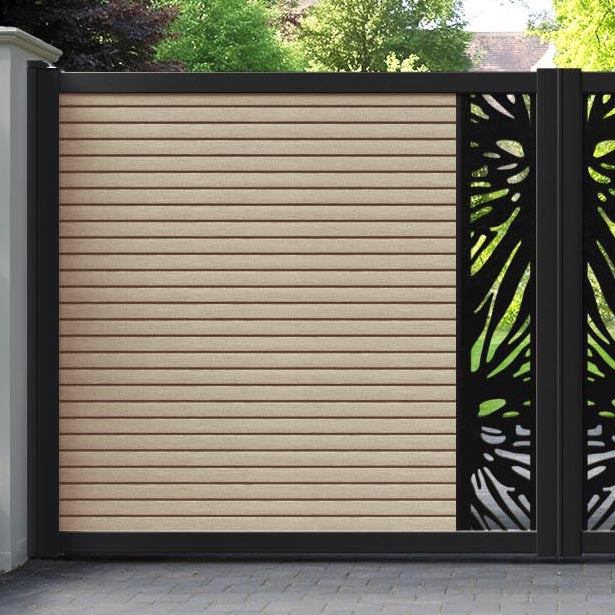 Hudson Poppy Straight Top Driveway Gate - Light Oak - Middle Screen