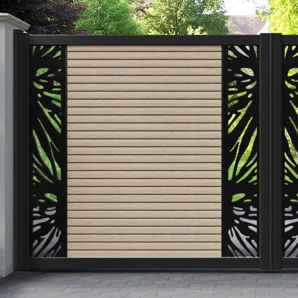 Hudson Poppy Straight Top Driveway Gate - Light Oak - Middle & End Screen