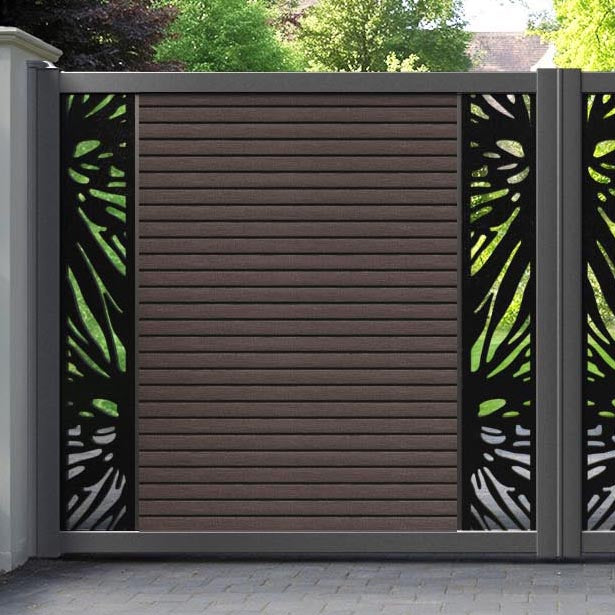 Hudson Poppy Straight Top Driveway Gate - Mid Brown - Middle & End Screen