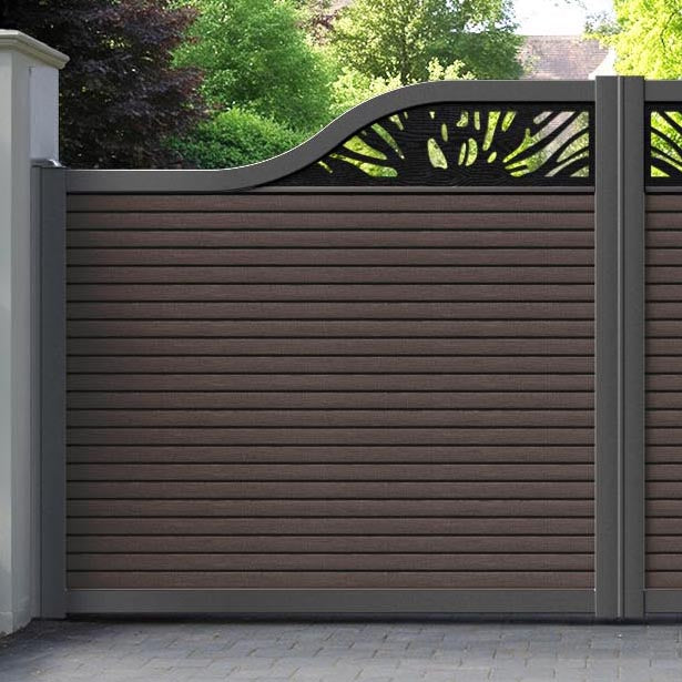 Hudson Poppy Curved Top Driveway Gate - Mid Brown - Top Screen