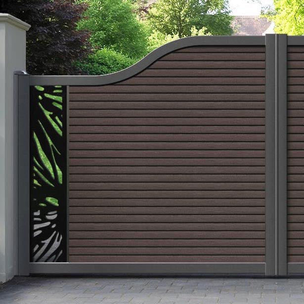 Hudson Poppy Curved Top Driveway Gate - Mid Brown - End Screen