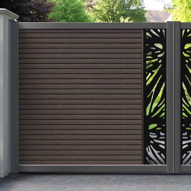 Hudson Poppy Straight Top Driveway Gate - Mid Brown - Middle Screen