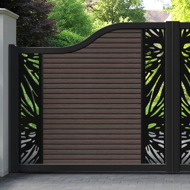 Hudson Poppy Curved Top Driveway Gate - Mid Brown - Middle & End Screen
