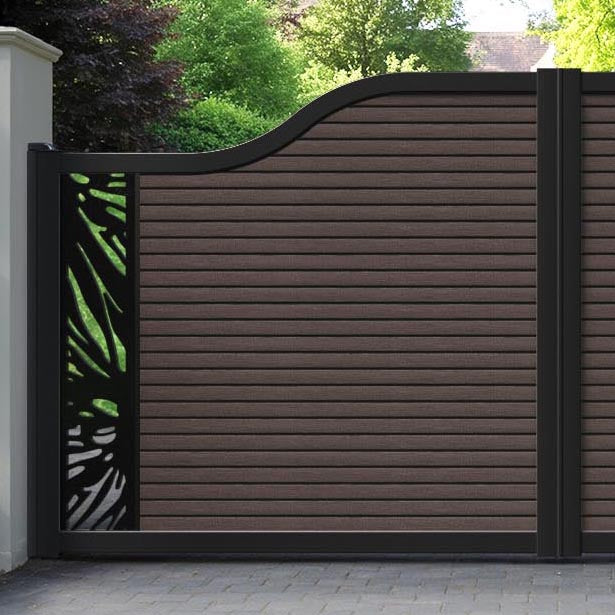Hudson Poppy Curved Top Driveway Gate - Mid Brown - End Screen