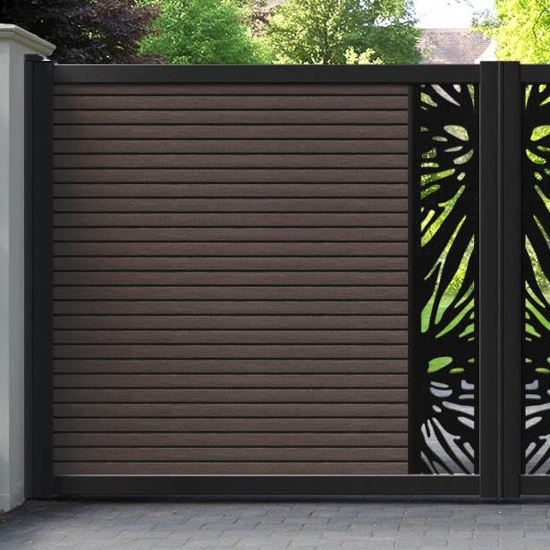 Hudson Poppy Straight Top Driveway Gate - Mid Brown - Middle Screen